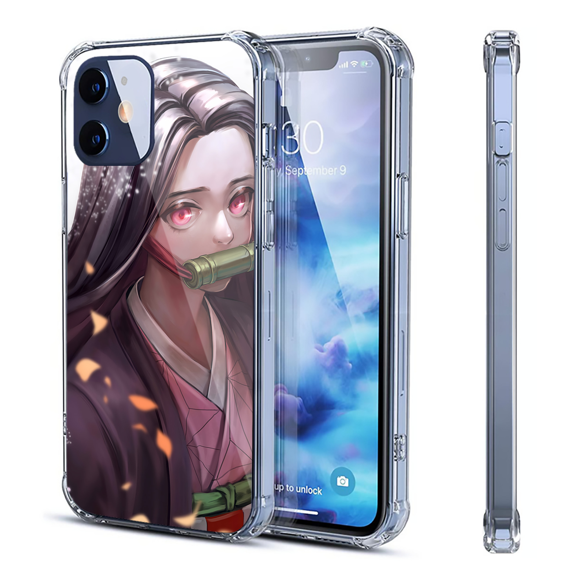 （画像用） 鬼滅の刃（きめつのやいば）竈門 禰󠄀豆子／かまど ねずこ Kamado Nezuko 【iPhone 12シリーズ対応】透明スマホケース（クリアソフトケース）
